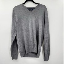 Banana Republic Men's Gray V-Neck Pullover Sweater Extra Fine Merino Wool Size L