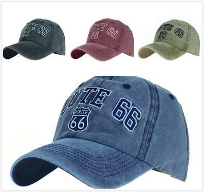 Herren Damen Five Embroidery Highway 66 Cap Baseballcap Racing Baumwolle Motorrad