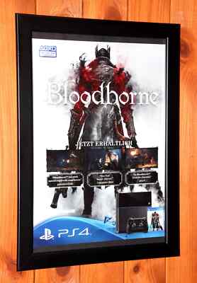 PS4　「Bloodborne」　B2ポスター Bloodborne PlayStation 4 Promo Rare Small Poster / Ad Page Framed