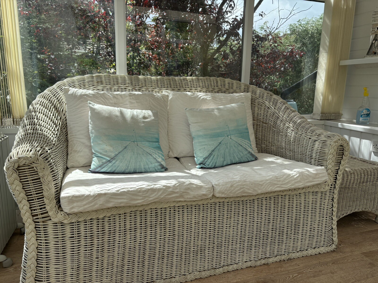 4 Piece White Wicker Conservatory Furniture eBay