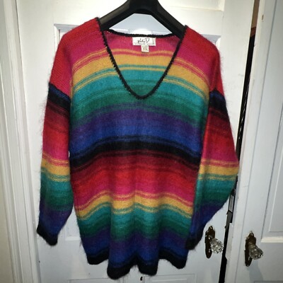 Katy D. Women's Knit Sweater 22/24 Long Sleeve Multicolor V-Neck No Pads