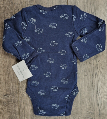 Baby Boy Clothes New Carter's Newborn Dark Blue Elephant Bodysuit