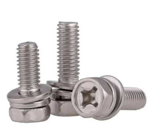 M3 M4 M5 304 Stainless Phillips SEMS Screws WITH Flat Sping Washer Hexagon Bolt - Picture 1 of 12