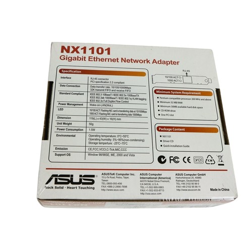 ASUS PCI Gigabit Ethernet Adapter Card NX1101 Brand New Factory Sealed - Picture 2 of 5