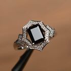 2Ct Black & White Diamond Engagement Ring Lab Created 14K White Gold Plated