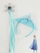 Girl Kids Children Blue Frozen II Elsa Tiara Crown Wand Set Costume accessory