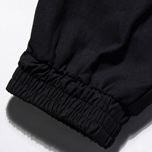 Men's Cargo Pants Hip Hop Harem Pants Loose Baggy Pockets Trousers Black - Picture 6 of 8