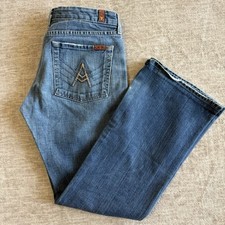 7 For All Mankind Women  s Boot Cut Low Rise Jeans Medium Wash 30x30 A Pocket