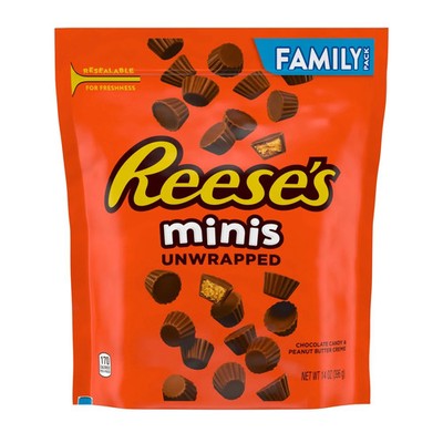 Reese's Minis Unwrapped Chocolate Peanut Butter Creme Cups Candy, Family Pack 14