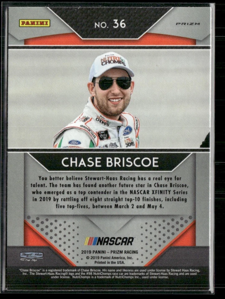 Chase Briscoe Signed 2019 Prizm White Sparkle Prizm IP Auto #36 Rookie RC - Image 2 of 2