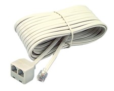 04130 Corded Duplex Jack 25-Feet Almond Landline Telephone Accessory