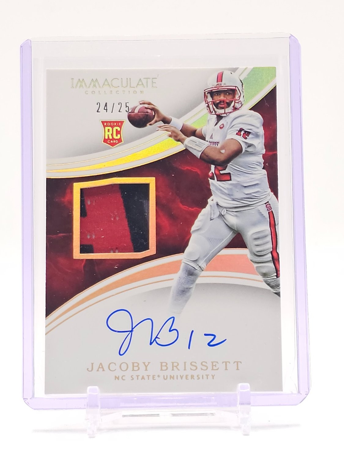 Jacoby Brissett Panini Immaculate Collegiate #127 Autograph Patch Gold