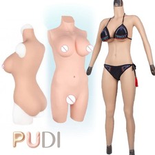 Silicone Bodysuit Breast Forms C/G Cup Body Suit Fake Vagina Hip Shaping Female