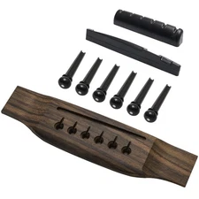 6 String Rosewood Acoustic Guitar Bridge Saddle Nut Pins Set with Six Pin Kit...