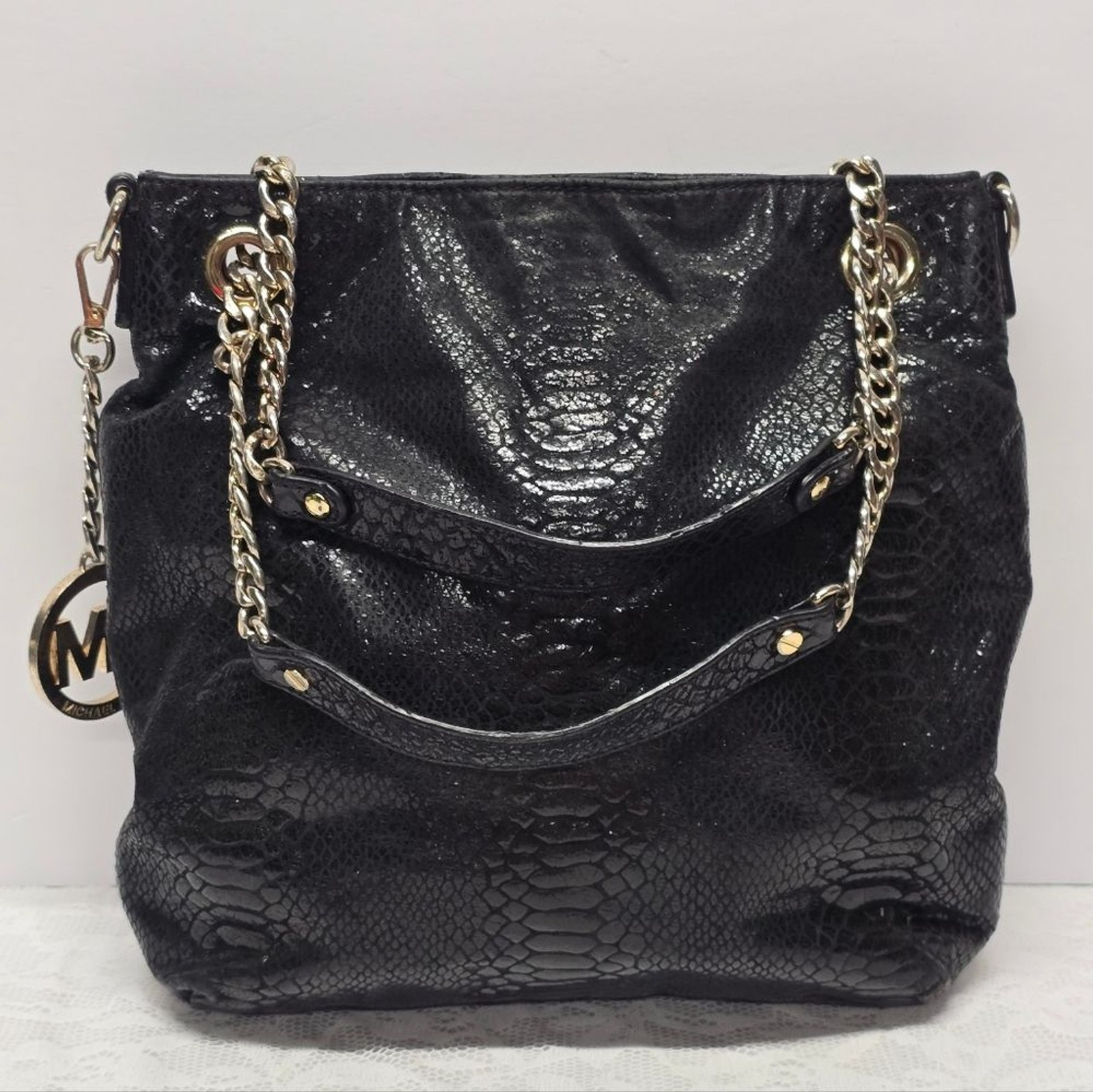 Michael Kors Python Snakeskin Embossed Leather Bl… - image 3