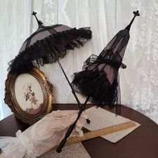 1/3 1/4 Black Lace Gothic Antique Umbrella Openable Umbrella For BJD Doll Toy