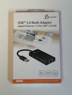 j5create USB 3.0 Multi-Monitor Adapter Super Speed JUH470 3-Port USB | NEW