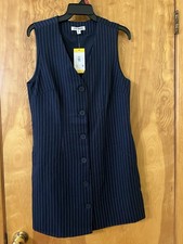 Steve Madden Women's Sleeveless Pinstriped Dress.  Button Down Front.