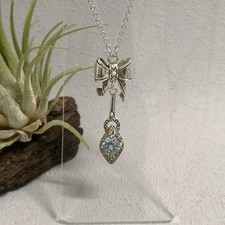 Jugendstil Aquaschmuck Collier Aquamarin Schleife Vintage antik Silber 925/-
