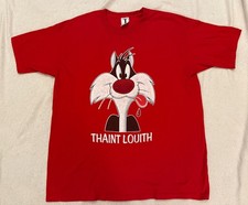 Vintage 1993 Sylvester T Shirt Single Stitch Adult Size XL Red Thaint Louith EUC