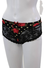 Antinea Lise Charmel Womens Floral Polka Lace Thong Black Size 14