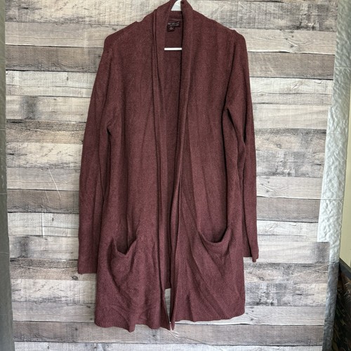 Barefoot Dreams Cozy Chic Lite Strickjacke Damen X-Large offen braun Taschen