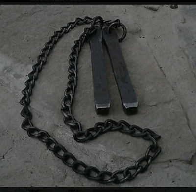 Handforged Manriki Gusari Carbon Steel Weights 26 In Chain - Image 1 of 3