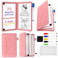 6 Sides Dry Erase Notebook Portable Whiteboards Notepad 5"x7" a6 Small Reusa...
