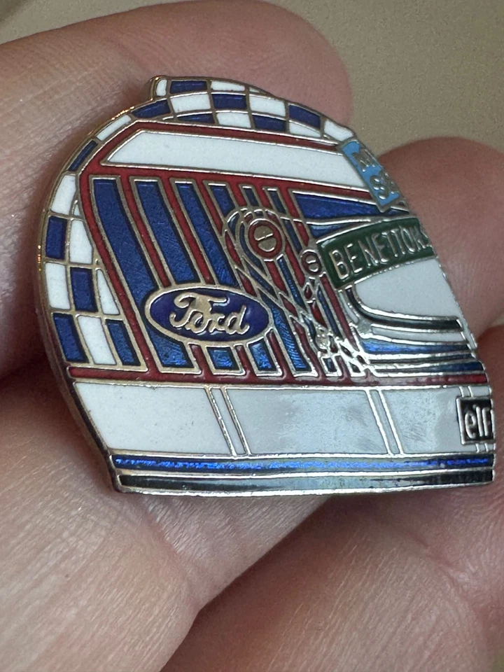 Vtg JJ Lehto Benetton Ford Elf F1 Racing Helmet Logo Lapel Pin Formula 1 RARE - Image 2 of 3