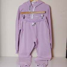 Just Hype Girls Purple Fleece Tracksuit Hoodie & Trousers 2pc Size 12