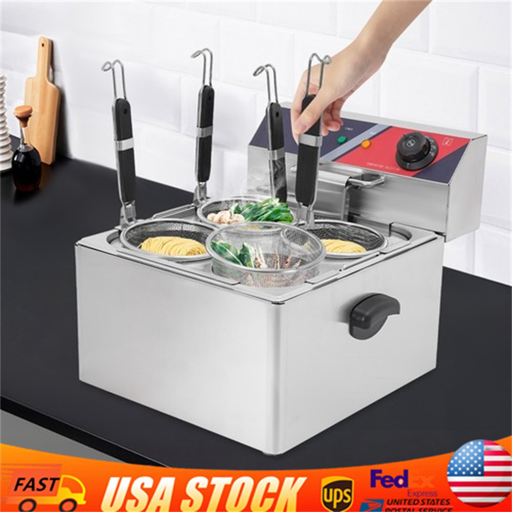 Commercial Pasta Cookers Electric Noodle Cooking Machine w/ 4* Strainer Baskets