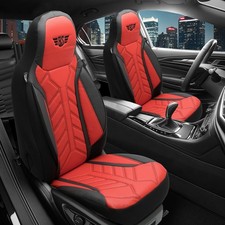 2x Leder Sitzbezüge passend für BMW 5er E60 & E61 (Schwarz-Rot) Pilot APOL502
