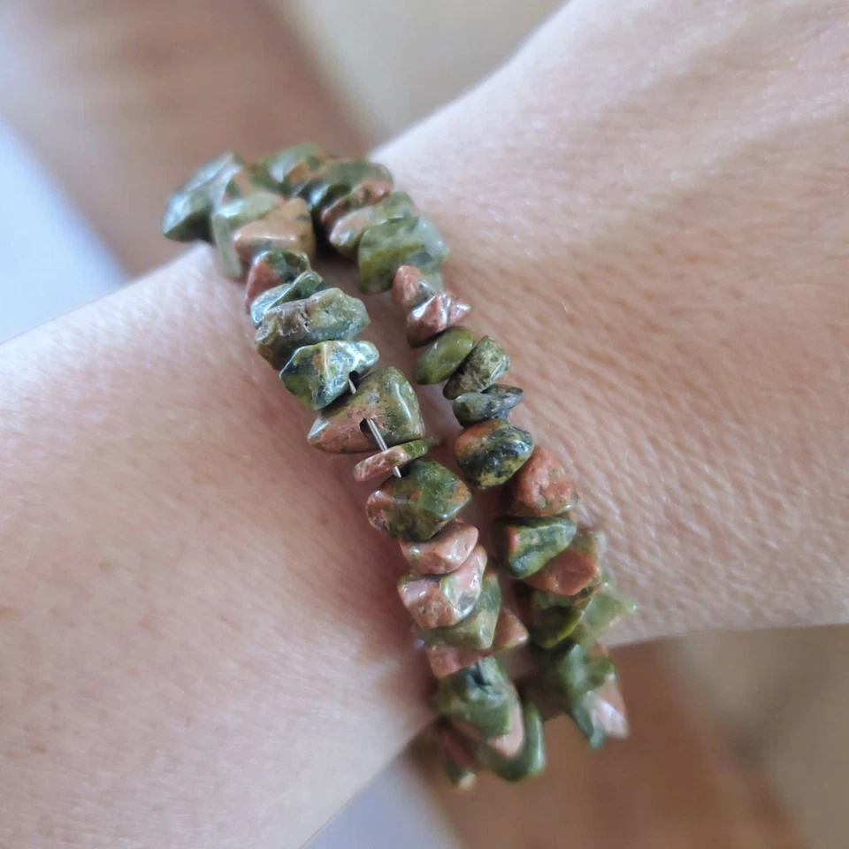 Pulsera envolvente vintage de cuentas Unakite Foto 2 de 3