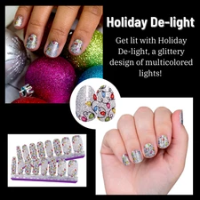 Color Street Holiday De-light Nail Polish Strips Set Christmas Lights Glitter