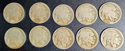 Lot of 10 Better Date Buffalo Nickels With Restored Dates S & D see description