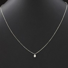 Collier Point Lumière En Or Blanc 18 KT Diamant Ovale 0.20 CT Naturel