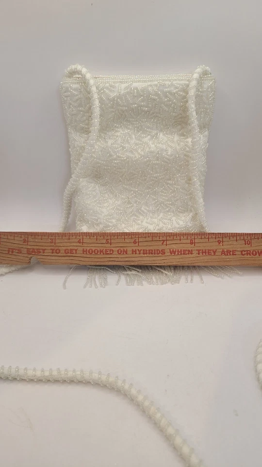 Preston & York Blanco Cuentas Bolso de Noche Monedero Elegante Sobre Bolso de Hombro Nupcial Foto 3 de 4