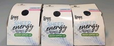 3 L'eggs Sheer Energy Control Top Medium Support Leg No Roll JET BLACK Size B