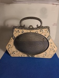 Vintage Earring Stand Purse Handbag Shaped Crystals Enameled