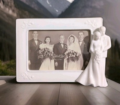 Ceramic Wedding Photo Frame White Bride Groom Decorative Picture Frame 4x6