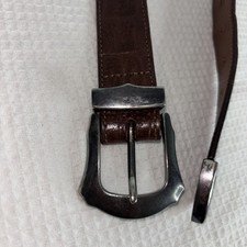 Brighton Brown Embossed Leather With Silver Heart Concho Belt FITS WOMENS SMALL