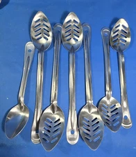 SET OF 7 VOLLRATH PIERCED SERVING SPOONS 13.75" & 15.75"