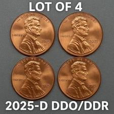 2025-D Lincoln Cent Lot of 4 – Strong DDO/DDR Errors Doubled Die Variety