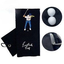 Towel Soft 40 60cm Embroidered Golf Towel Clean Clubs Ball Clip Golfers Bags