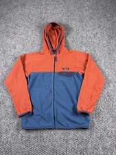 Patagonia Jacket Youth 10 Orange Blue Fleece Full Zip Hooded Colorblock Warm
