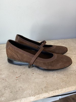 Aetrex Caroline Mary Jane Shoes Size 8.5 Brown Suede Leather Comfort Flats