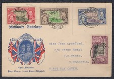 South Rhodesia 1937, Coronation, FDC Postally Run, SG 36/39, Mi 38/41, Sc 38/41