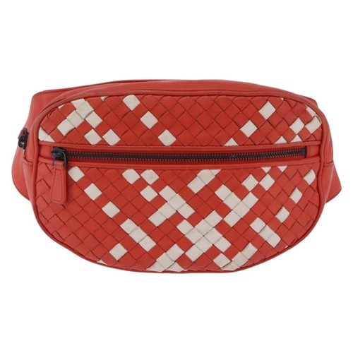 Bottega Veneta Light Waist Intrecciato Leather Red Handbag