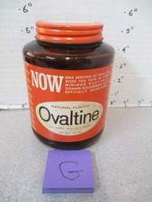 OVALTINE 1960s glass amber jar breakfast drink mix 12oz natural flavor NOW G