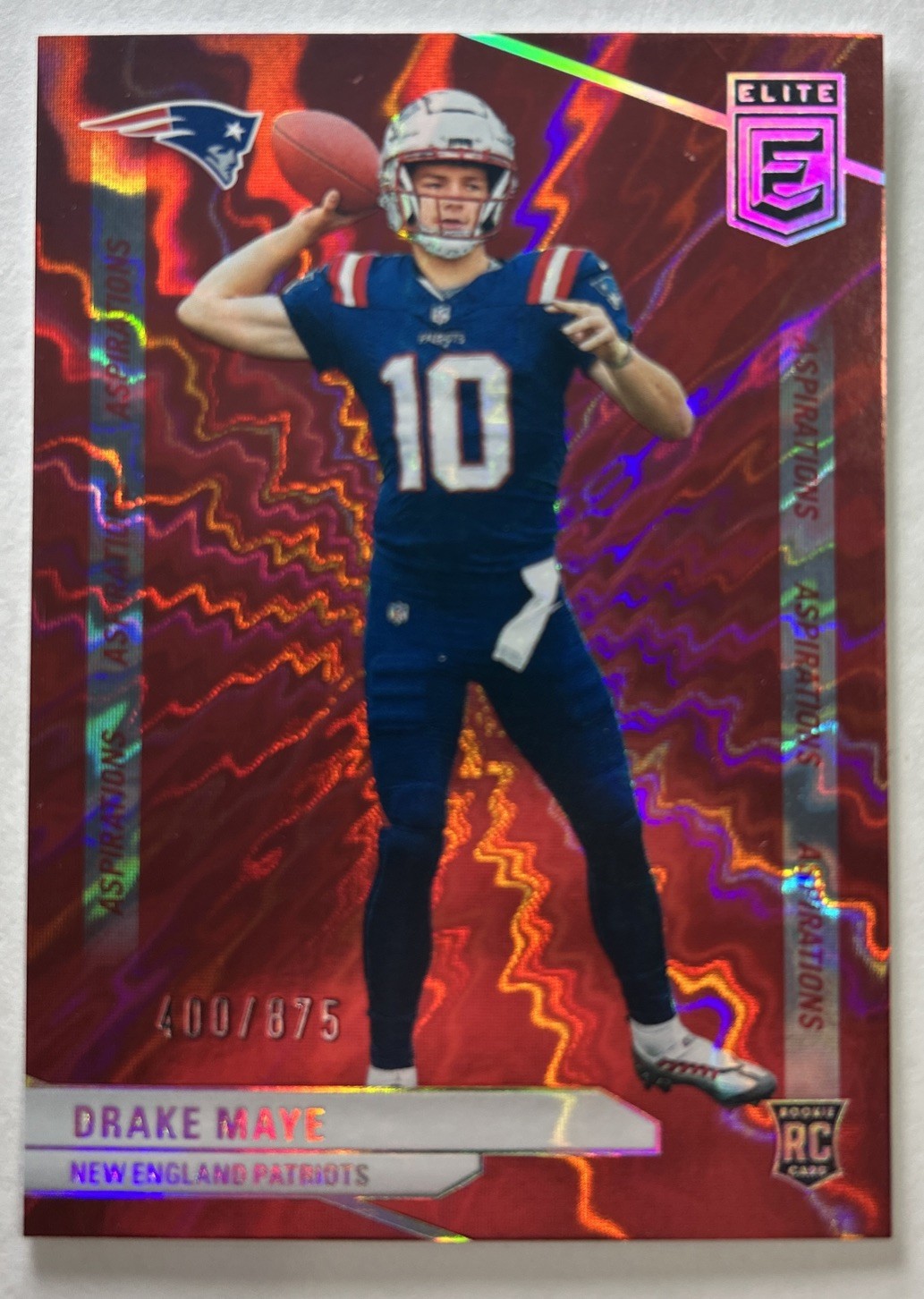 2024 Panini Donruss Elite Rookies Drake Maye #185 Aspirations Shimmer /875 (RC)